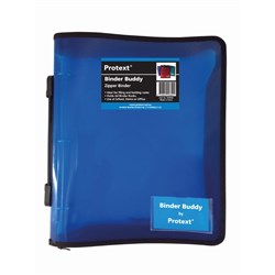 Protext Binder Buddy With Zipper And Handle A4 3 Ring 25mm Blue