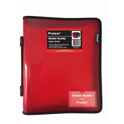Protext Binder Buddy With Zipper And Handle A4 3 Ring 25mm Red