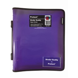 Protext Binder Buddy With Zipper And Handle A4 3 Ring 25mm Purple