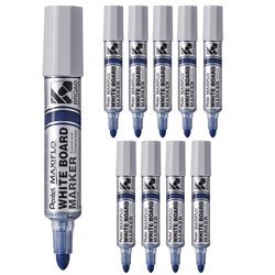 Pentel MWL5W Maxiflo Whiteboard Marker Broad Bullet 8.0mm Pump It Blue Box Of 12
