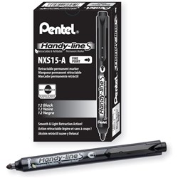 Pentel NXS15 Retractable Permanent Marker Bullet 0.9mm Black Box Of 10