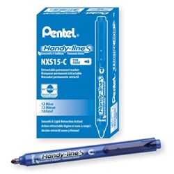Pentel NXS15 Retractable Permanent Marker Bullet 0.9mm Blue Box Of 10