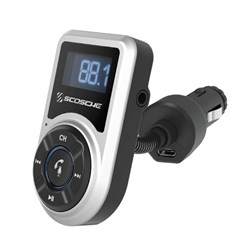Scosche BTFreq Handsfree Car Kit Bluetooth FM Transmitter And 18W USB-C Charger Silver