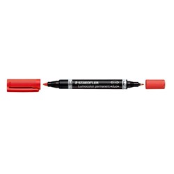 Staedtler 348 Lumocolor Duo Permanent Pen Fine Medium Bullet 0.6-1.5mm Red