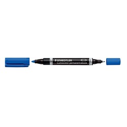 Staedtler 348 Lumocolor Duo Permanent Pen Fine Medium Bullet 0.6-1.5mm Blue