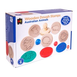 Educational Colours Wooden Dough Stamps Australian Animals Box Of 6