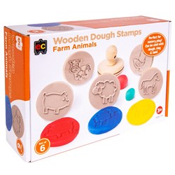 Educational Colours Wooden Dough Stamps Farm Animals Box Of 6