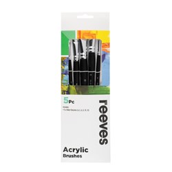 Reeves Acrylic Brush Set Short Handle White Synthetic Pack Of 5 Filbert