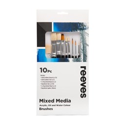 Reeves Mixed Media Brush Set Short Handle Pack Of 10