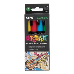 Kent Urban Paint Markers Fine 3mm Dual Nib Classic Assorted Pack Of 4