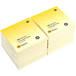 Marbig Repositionable Notes 75 x 75mm Yellow 100 Sheet Pad Pack Of 12