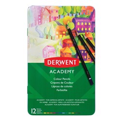 Derwent Academy Coloured Pencils Assorted Tin Pack Of 12