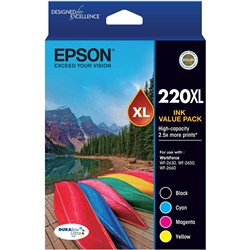 Epson 220XL DURABrite Ultra Ink Cartridge High Yield Value Pack Of 4 Assorted