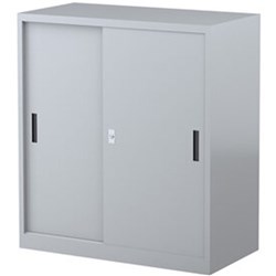 Steelco Sliding Door Cabinet 2 Shelves 914W x 465D x 1015mmH Graphite Ripple