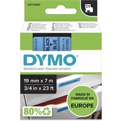 Dymo D1 Label Cassette Tape 19mmx7m Black on Blue