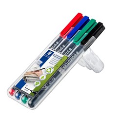 Staedtler 318 Lumocolor Permanent Pens Fine 0.6mm Assorted Colours Wallet Of 4