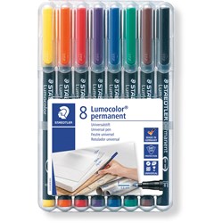 Staedtler 318 Lumocolor Pen Permanent Fine 0.6mm Wallet of 8 Assorted