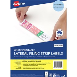 Avery Lateral Filing Laser & Inkjet Labels White L7174 42x200mm 400 Labels 100 Sheets