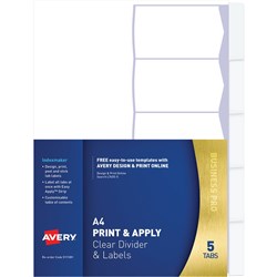 Avery L7455 Index Maker Dividers A4 10 Tab Unpunched White