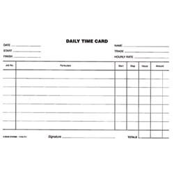 Zions DTC System Card 127x203mm Employee Daily Time Record White Pack of 250