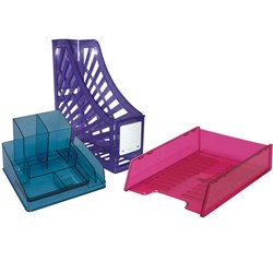 Italplast Desk Organiser Translucent Tinted Blue