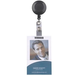 Rexel ID Card Holder Retractable With Strap 75cm Black