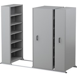 Ezi-Slide Aisle Saver Unit 2500L x 1200W x 400D x 2175mmH 5 Shelves 4 Bay Silver Grey