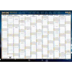 Collins Writeraze Dated Wall Planner 500 x 700mm Unframed Blue