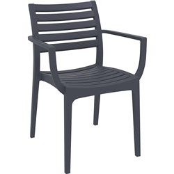 Artemis Hospitality Dining Chair With Arms Indoor Outdoor Stackable Poly Anthracite