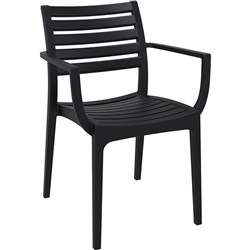 Artemis Hospitality Dining Chair With Arms Indoor Outdoor Stackable Polypropylene Black