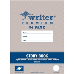 Writer Premium Story Book 330x240mm 64 Page Plain & 18mm Ruled W Margin 100gsm