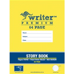 Writer Premium Story Book 330x240mm 64 Page Plain & 24mm Ruled W Margin 100gsm