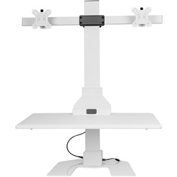 Ergovida Electric Desktop Sit-Stand Dual Monitor Riser 645Wx850Dx700-1200mmH White