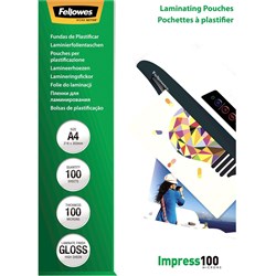 Fellowes Laminating Pouch A4 100 Micron Gloss Pack Of 100