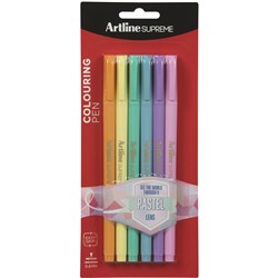 Artline Supreme Fineliner Pen 0.6mm Pastel Assorted Colours Pack Of 6