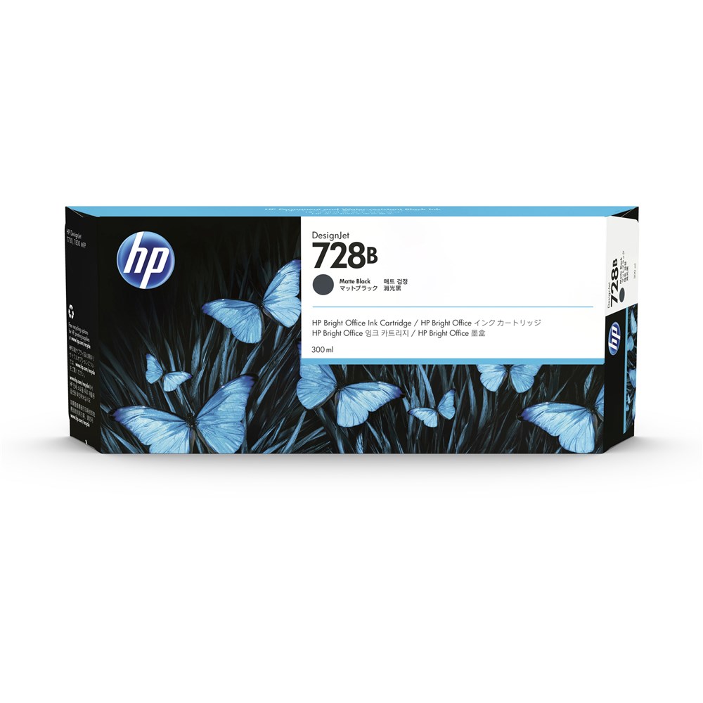 HP 728B DesignJet Ink Cartridge High Yield 300ml 3WX30A Matte