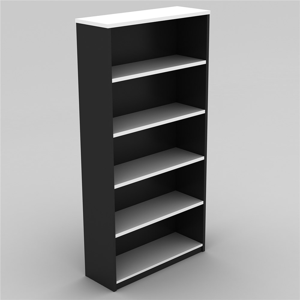 Storage OM Bookcase 900W x 320D x 1800mmH 4 Shelf White And Charcoal Your Home for Office