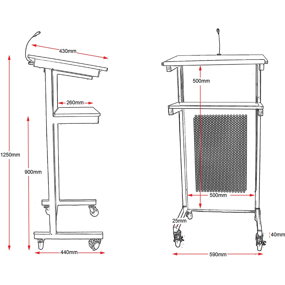 Rapidline Lectern Fixed Shelves 445W x 450D x 1200mmH Black - Your Home ...
