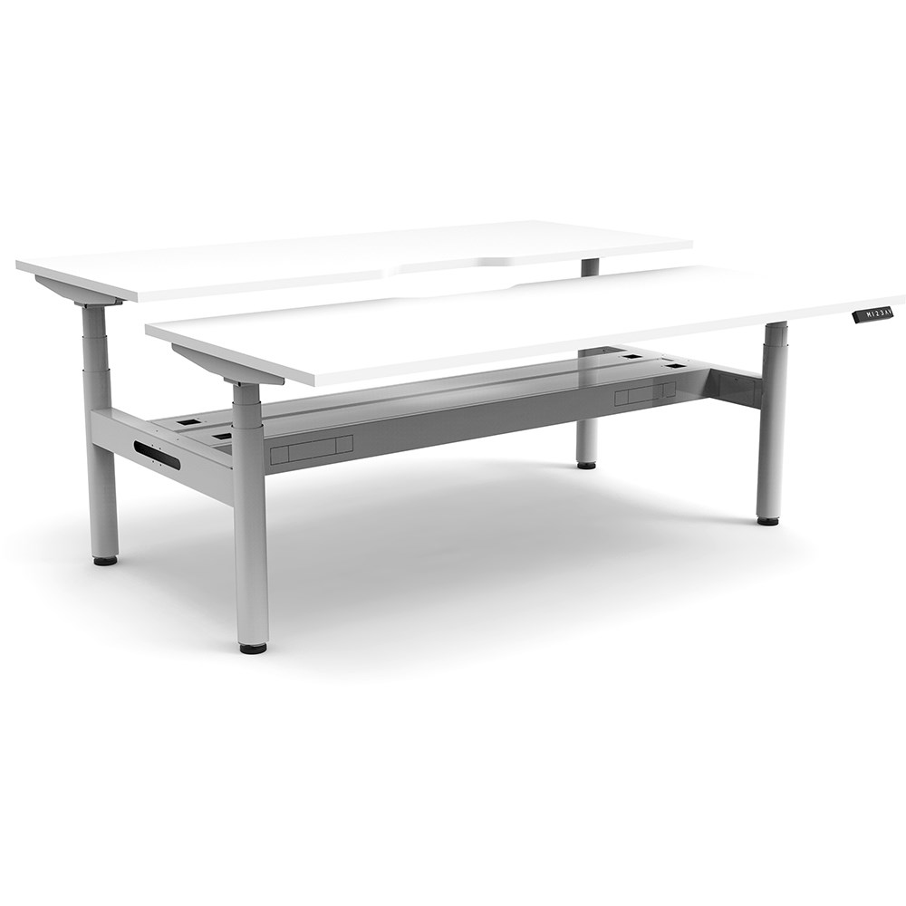 Back To Back Cable Racks Rapidline Halo+ Back to Back Workstation + Cable Tray 2 Person 1500mmW ...