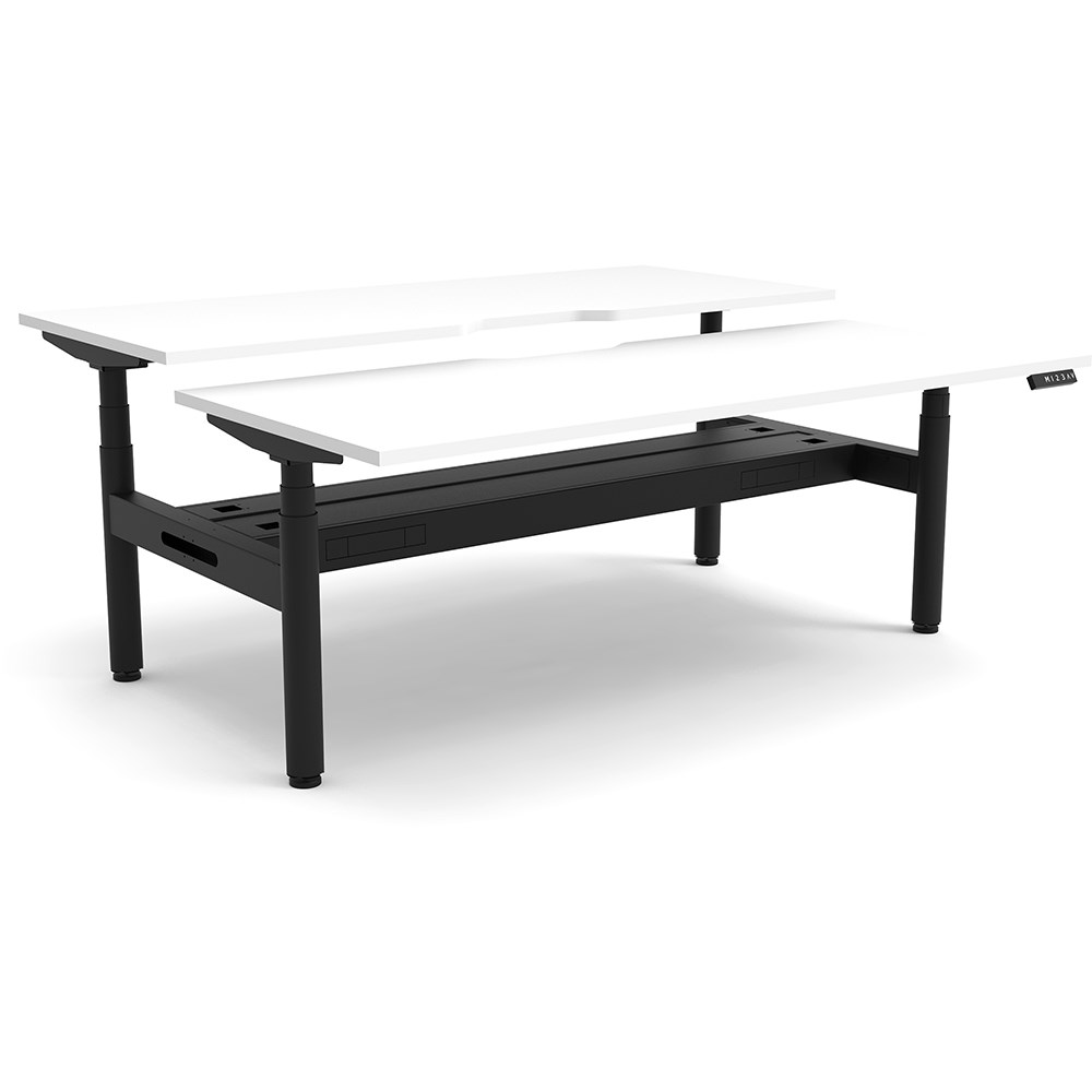 Back To Back Cable Racks Rapidline Halo+ Back to Back Workstation + Cable Tray 2 Person 1500mmW ...