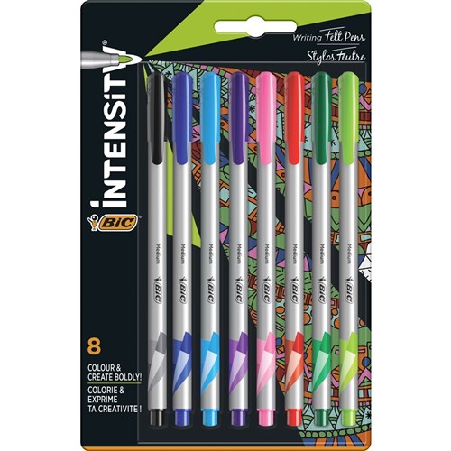 Pens - BIC Intensity Fineliners Medium Assorted Colours Pack of 8 - Your  Home for Office Supplies & Stationery in Australia