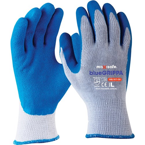 Safety Maxisafe blueGRIPPA Gloves Latex Dipped Palm And Knitted Poly Cotton 2XL Blue Your Home for Office Supplies Stationery in Australia Office Choice