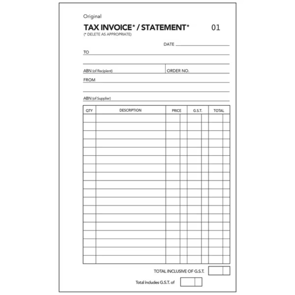 10x Olympic 724 Tax Invoice & Statement Duplicate Book - 200x125mm, 50 Leaf