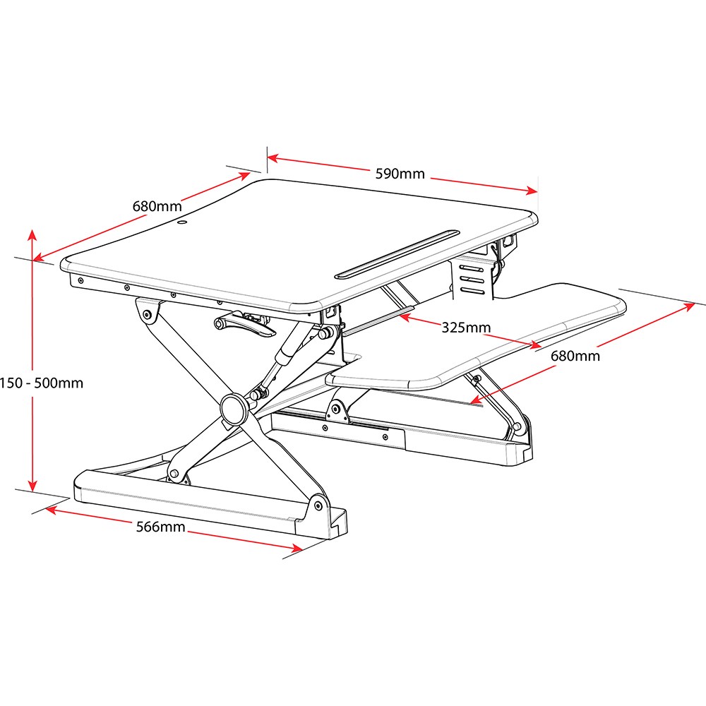 Office Furniture Rapidline Rapid Riser Manual Desk Riser Small 680W x