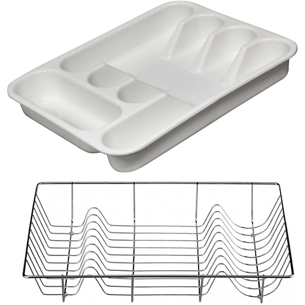 Large Stainless Steel Chrome Dish Drainer – Rectangular Cup & Plate Holder For Sink, Lightweight